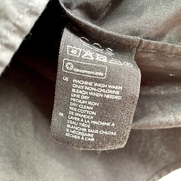 COS Dress Womens US 4 Black Cotton Short Sleeve Shift Bow Draped - Picture 8 of 10